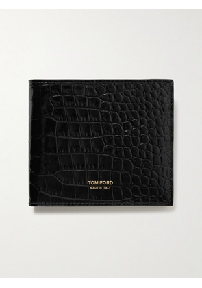 TOM FORD - Croc-Effect Leather Billfold Wallet - Men - Black