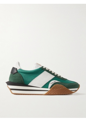 TOM FORD - James Rubber-Trimmed Suede and Nylon Sneakers - Men - Green - UK 6