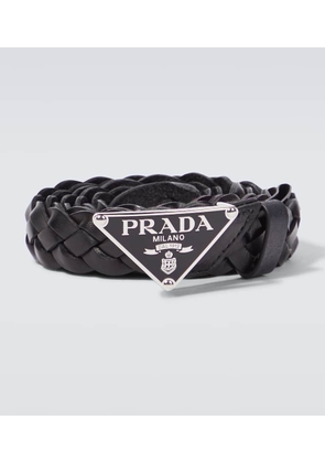 Prada Logo woven leather belt