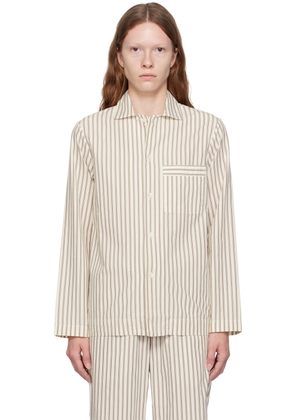 Tekla White & Brown Striped Pyjama Shirt