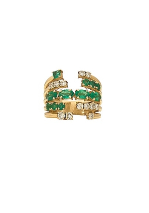 Siena Jewelry Multiband Ring in 14k Yellow Gold  Diamond  & Emerald - Green. Size 7 (also in ).