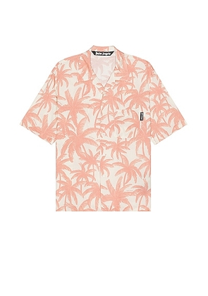 Palm Angels Allover Shirt in Off White & Pink - Coral. Size 50 (also in 48, 52).