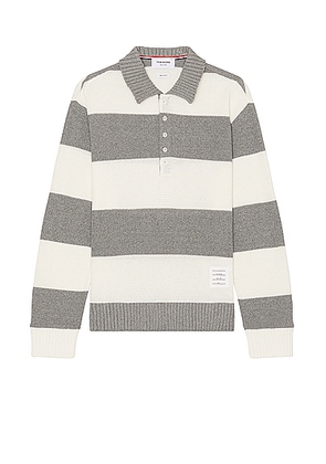 Thom Browne Long Sleeve Stripe Rugby in Light Grey - Grey. Size 1 (also in 2, 3).