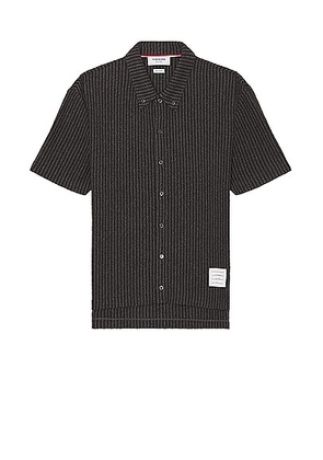 Thom Browne Short Sleeve Button Down Shirt in Medium Grey - Charcoal. Size 1 (also in 4).