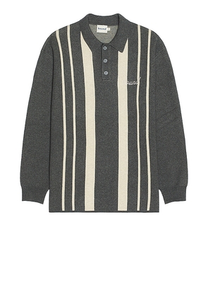Bound Aprile Long Sleeve Polo in Grey. Size S, XL/1X.