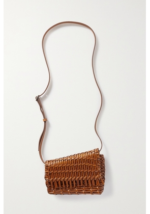 STAUD - Acute Asymmetric Woven Leather Shoulder Bag - Brown - One size