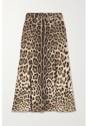 Dolce & Gabbana - Leopard-print Stretch-crepe Midi Skirt - Animal print - IT36,IT38,IT40,IT42,IT44,IT46,IT48,IT50