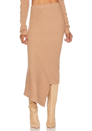 L'Academie Leola Knit Midi Skirt in Tan. Size S, XL.