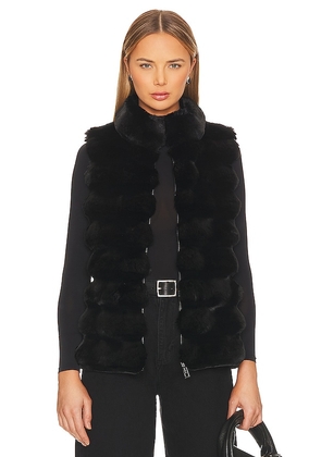 jocelyn Plush Faux Fur Reversible Vest in Black. Size L, XS.