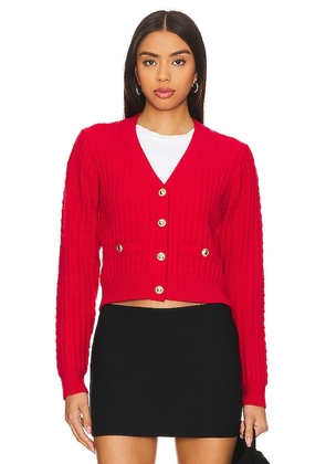 Line & Dot Wish Cardigan in Red. Size L, XS.