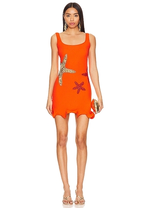 Leslie Amon Starfish Mini Dress in Orange. Size M.