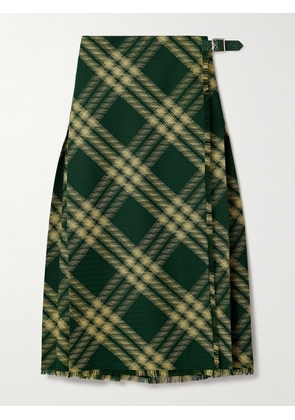 Burberry - Pleated Checked Wool Midi Wrap Skirt - Yellow - UK 4,UK 6,UK 8,UK 10,UK 12,UK 14