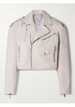 HALFBOY - Chiodo Cropped Leather Biker Jacket - Off-white - x small,small,medium,large,x large