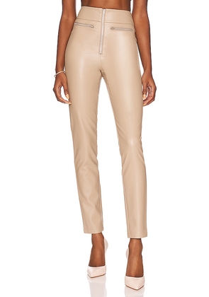 superdown Adonia Zipper Front Pant in Taupe. Size L, XS.