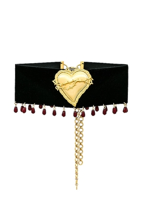 The M Jewelers NY X Mirror Palais Bleeding Sacred Heart Choker in Black.