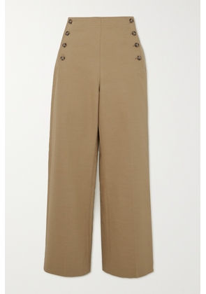 Polo Ralph Lauren - Cropped Cotton And Wool-blend Twill Wide-leg Pants - Brown - US00,US0,US2,US4,US6,US8,US10,US12