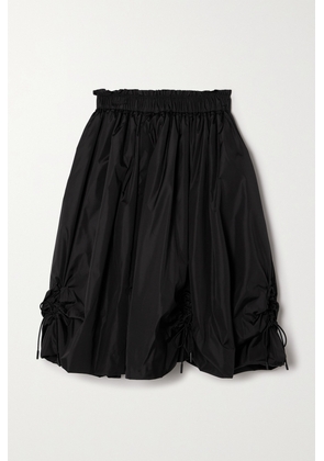 Simone Rocha - Bow-detailed Ruched Taffeta Midi Skirt - Black - UK 4,UK 6,UK 8,UK 10,UK 12,UK 14