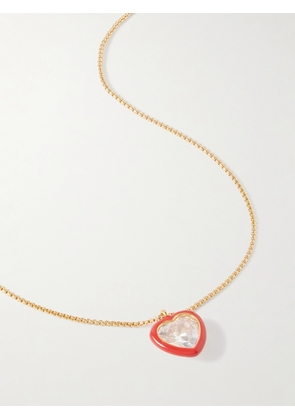 Roxanne Assoulin - Heart’s Desire Gold-tone, Enamel And Cubic Zirconia Necklace - Red - One size
