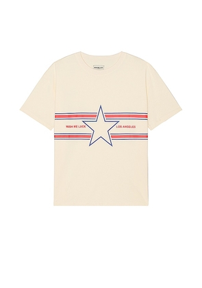Wish Me Luck Los Angeles T-Shirt in Cream. Size L, S, XL/1X, XS.