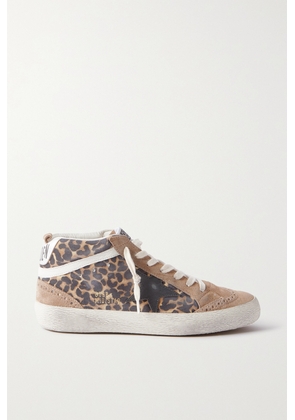 Golden Goose - Mid Star Distressed Leather-trimmed Leopard-print Suede Sneakers - Animal print - IT35,IT36,IT37,IT38,IT39,IT40,IT41,IT42