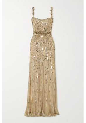Jenny Packham - Bright Gem Embellished Tulle Gown - Gold - UK 6,UK 8,UK 10,UK 12,UK 14,UK 16,UK 18