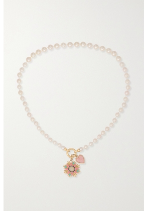 Storrow - 14-karat Gold Opal, Diamond And Enamel Necklace - One size