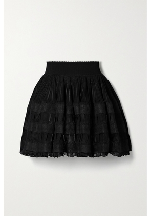 Alaïa - Ruffled Crochet-knit Mini Skirt - Black - FR34,FR36,FR38,FR40,FR42,FR44,FR46