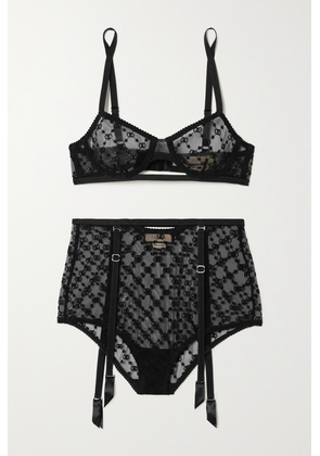 Gucci - Love Parade Embroidered Tulle Bra And Briefs Set - Black - XS,S,M,L,XL