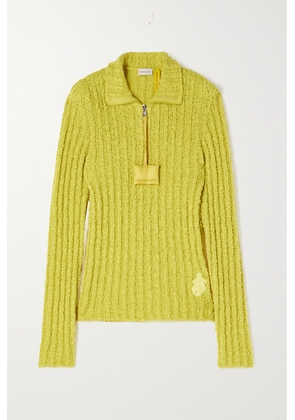 Moncler Genius - + Jw Anderson Appliquéd Ribbed Cotton-blend Bouclé Sweater - Yellow - x small,small,medium,large