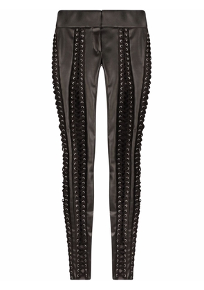 Dolce & Gabbana lace-up faux-leather trousers - Black