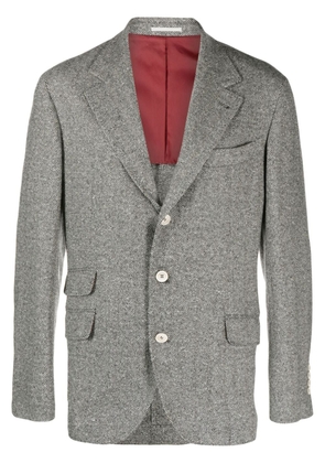 Brunello Cucinelli herringbone-pattern wool-blend blazer - Grey