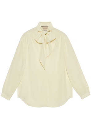 Gucci neck bow silk blouse - White