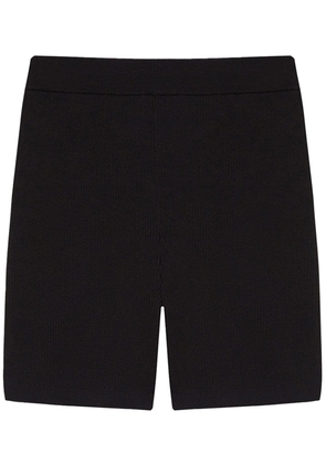 12 STOREEZ elasticated-eaistband ribbed shorts - Black