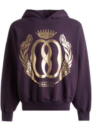 Bally Emblem logo-print cotton hoodie - Purple