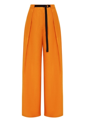 12 STOREEZ straight-leg linen trousers - Orange