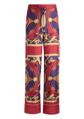 Bally graphic-print silk trousers - Red