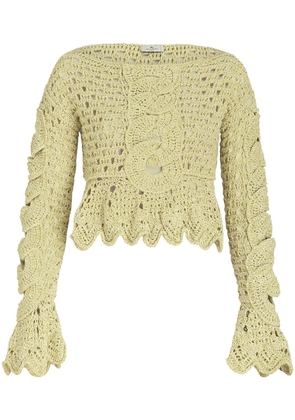 ETRO crochet-knit silk top - Green