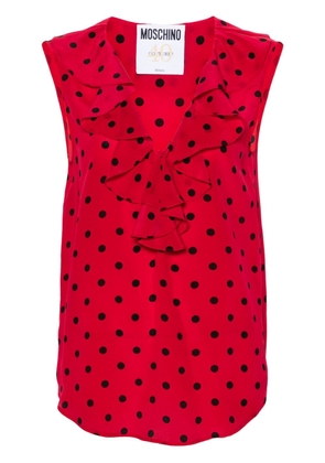 Moschino polka dot-print silk blouse - Red