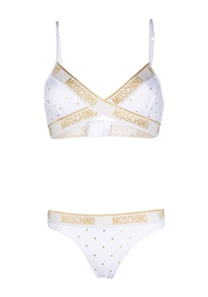 Moschino logo-print bra and thong set - White