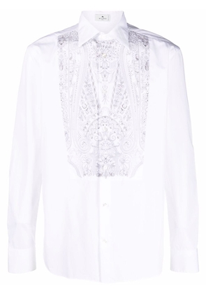 ETRO paisley-bib point-collar shirt - White