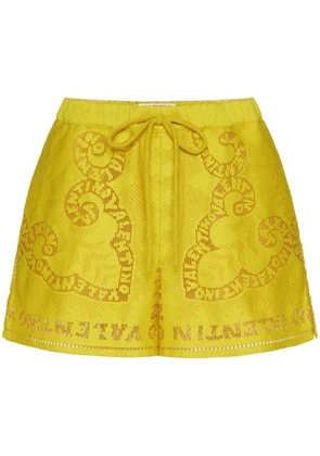 Valentino Garavani embroidered drawstring cotton shorts - Yellow