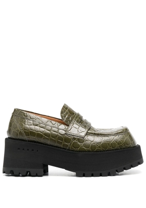 Marni crocodille-effect chunky loafers - Green