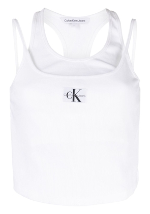 Calvin Klein layered logo-appliqué sleeveless top - White