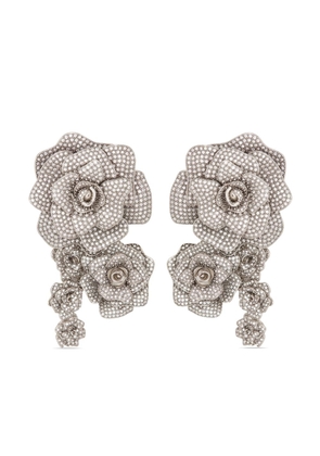 Balmain Palladium Rose crystal-embellished earrings - Silver