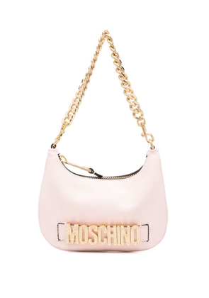 Moschino logo-plaque leather shoulder bag - Pink