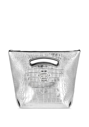 Philipp Plein medium crocodile-effect leather tote bag - Silver