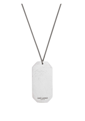 Saint Laurent Pre-Owned logo-engraved tag-pendant necklace - Silver