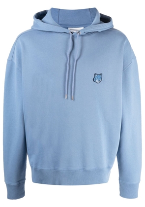 Maison Kitsuné Fox-appliqué cotton hoodie - Blue