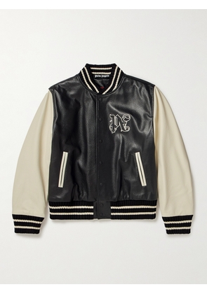 Palm Angels - Appliquéd Leather Varsity Jacket - Men - Black - M