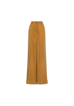 Wide-leg washed twill trousers